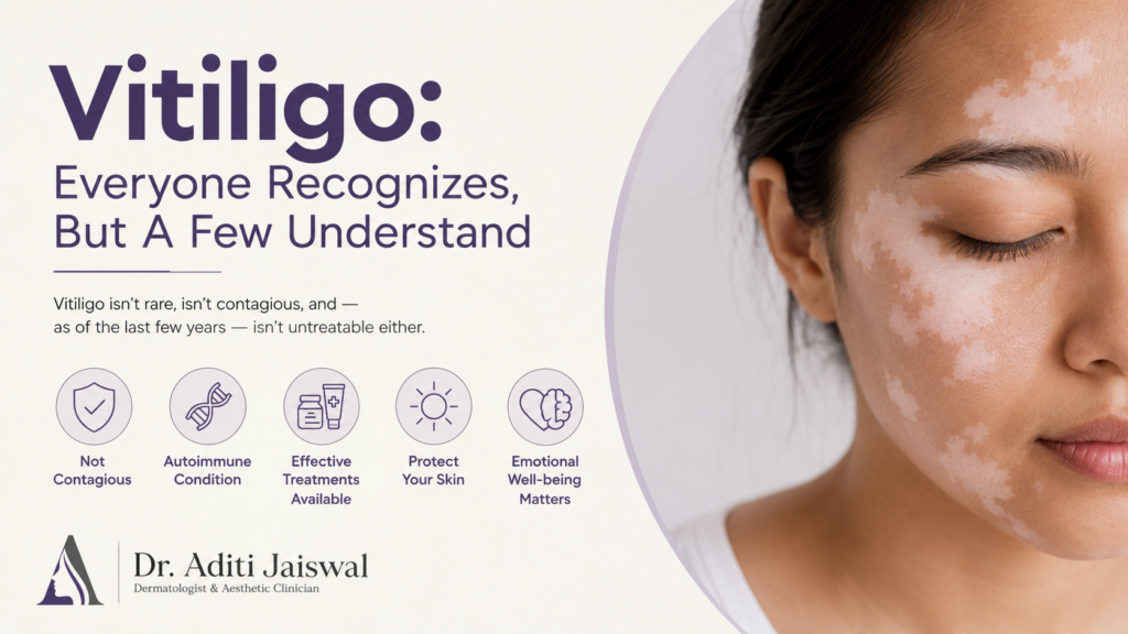 Woman with vitiligo highlighting modern vitiligo treatment and awareness by Dr. Aditi Jaiswal